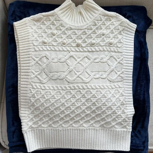 INC Women’s Cable Knit Sweater Vest| Cream/White | Size: L